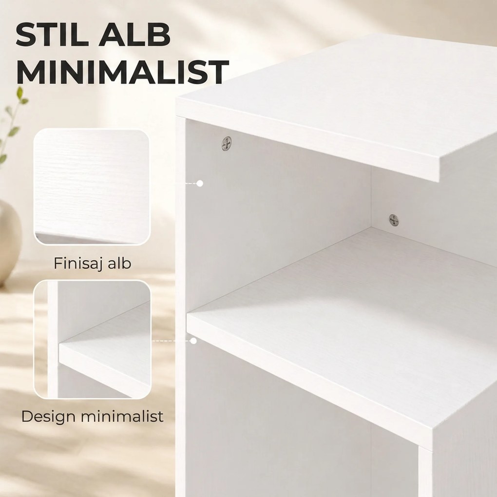 HOMCOM Set de 2 Măsuțe de Cafea Moderne cu Raft Deschis, Alb | Aosom Romania
