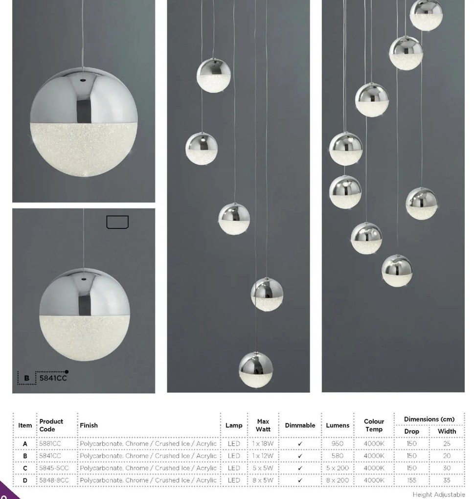 Lustra LED design modern 35cm Marbles 8L 5848-8CC SRT