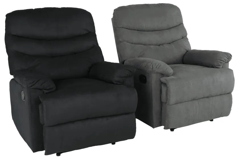 Fotoliu reglabil masaj, material textil catifea gri, LAMBERT