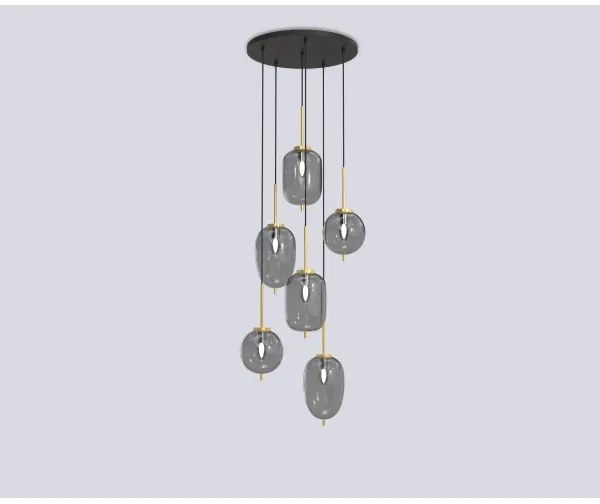 Lustră pe cablu BELLEVILLE Wofi 5007-502 6xE14/40W/230V negru/auriu