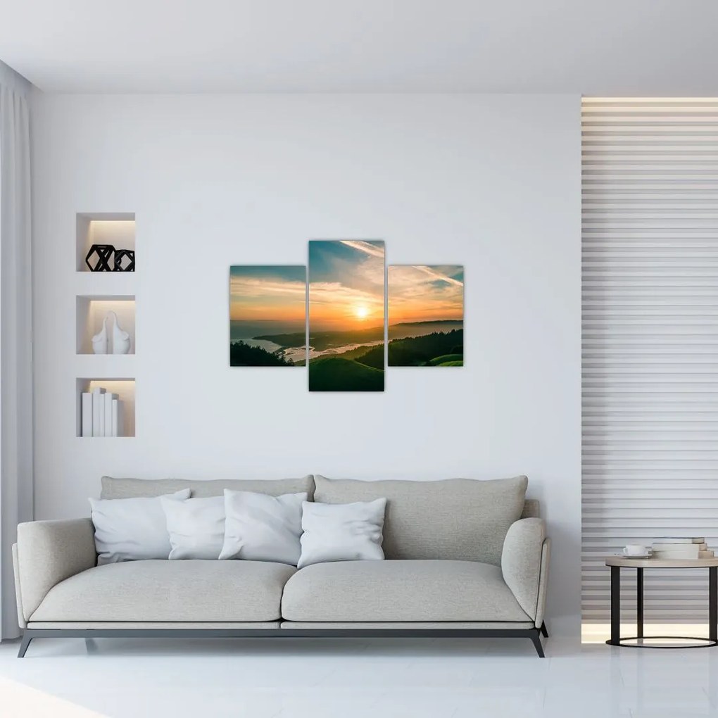 Tablou cu soarele răsărind deasupra mării (90x60 cm)