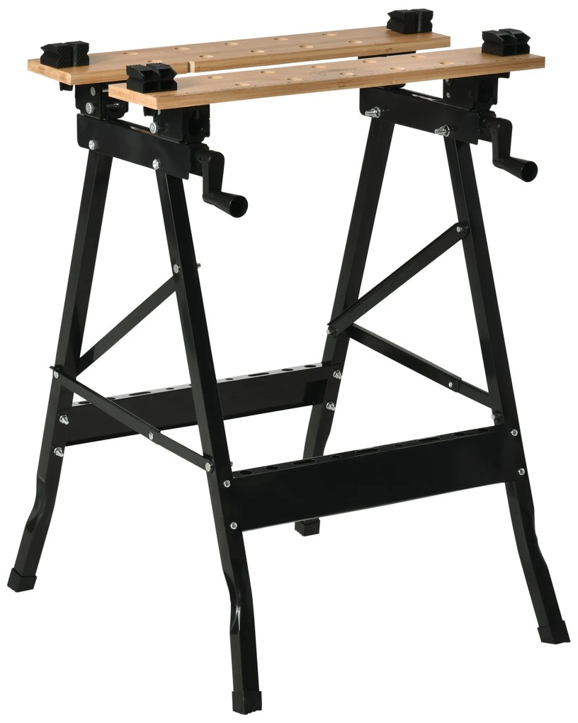 HOMCOM Banchet de Lucru Pliabil 4 Menghine, Riglă și Goniometru Capacitate 150 kg | Aosom Romania