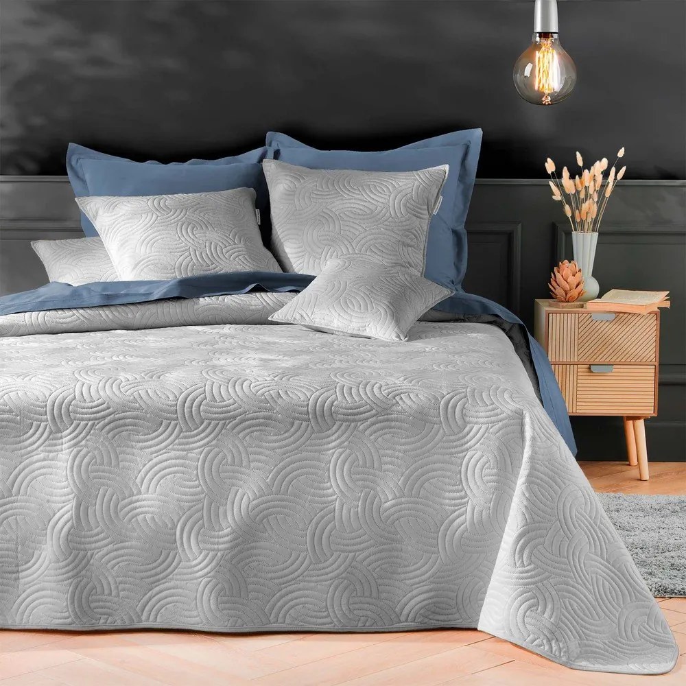 Set cuvertură și față de pernă gri din catifea 220x240 cm Solange – douceur d'intérieur