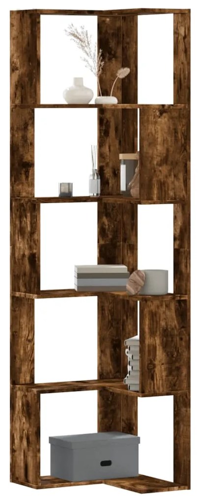 vidaXL Bibliotecă 5 niveluri stejar fumuriu 50x50x179cm lemn prelucrat