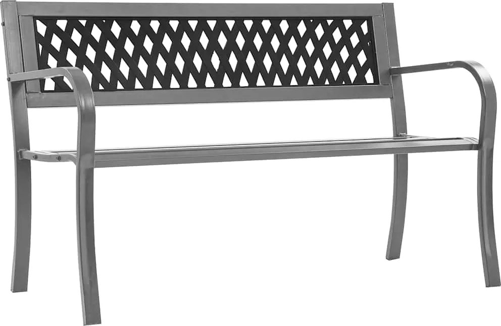 vidaXL Bancă de grădină din oțel, negru, 120 cm