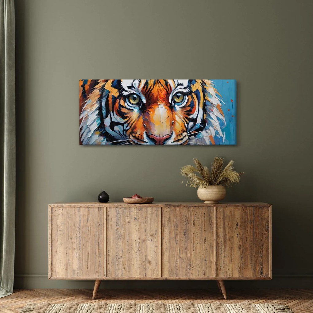 Tablou - Vedere a unui tigru, pictură (120x50 cm)