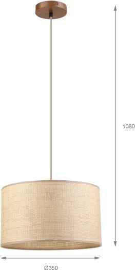 Lustră pe cablu AIDA 1xE27/15W/230V Ø35 cm stejar/rafie