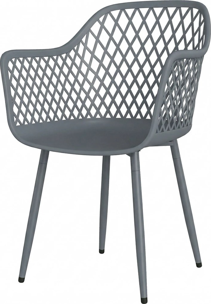 Outsunny Set 4 scaune de grădină, scaune din plastic rezistente la UV cu braț și spătar 56 x 51 x 84 cm gri închis | Aosom Romania