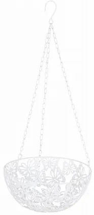 Suport suspendabil pentru ghiveci, din metal, Butterfly D25 Alb, Ø25xH57 cm