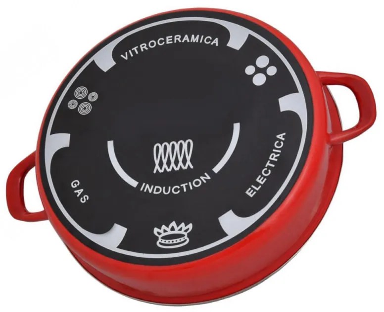 Cratita pentru plita si cuptor Rosberg R51222A28, 28 cm, Inductie, Rosu