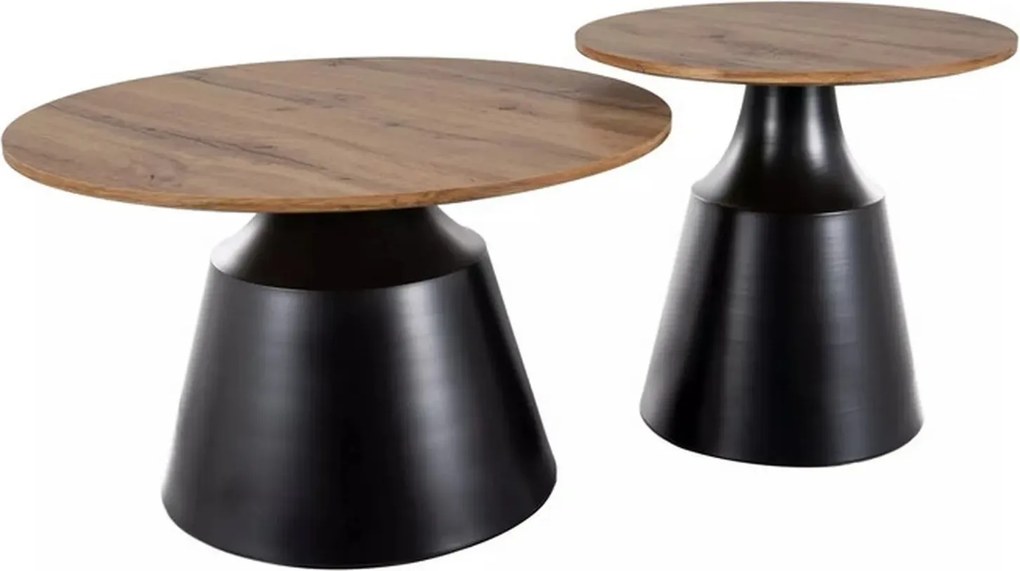 Set 2 masute cafea ITAKA, stejar artisan/negru mat