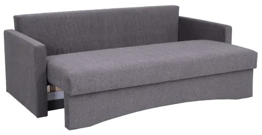 Canapea extensibilă tapițată PAUL, 3 locuri, pentru dormit zilnic, cu cotiere, gri