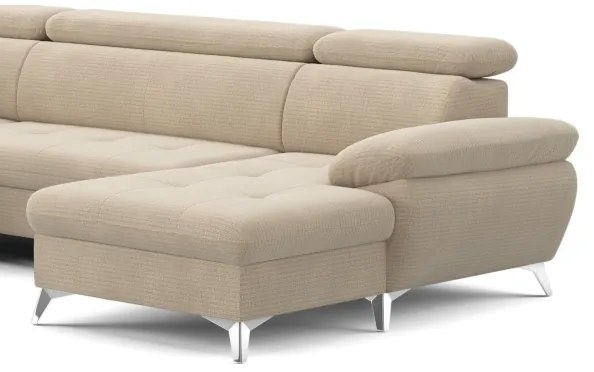 Canapea extensibilă colțar U CATANIA stânga, spațiu depozitare, bej