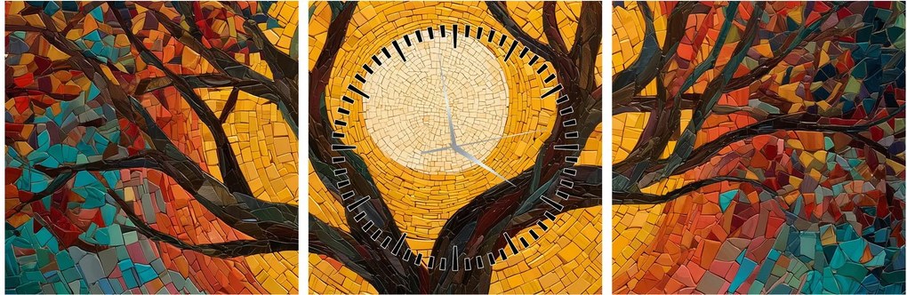 Tablou - Soarele în coroana arborelui vieții (cu ceas) (90x30 cm)