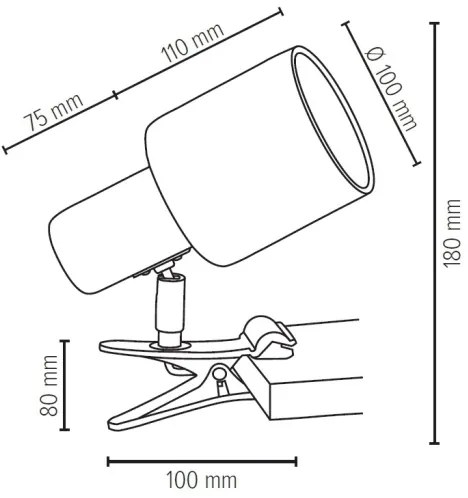 Lampă cu clemă Spot-Light 2236174WK TREEHOUSE 1xE27/25W/230V