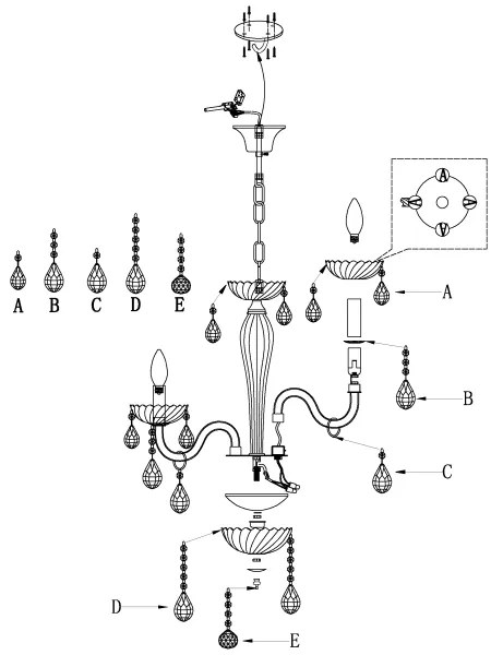 Eglo 39113- Lustra CARPENTO 5xE14/40W/230V