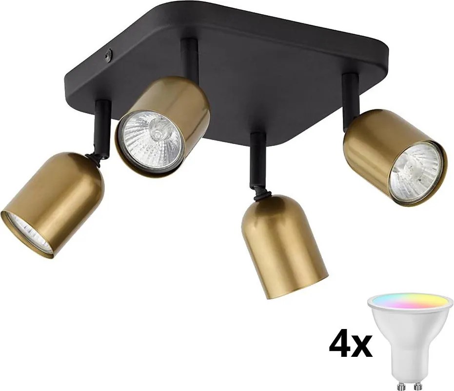 LED RGBW dimmabil spot TOP 4xGU10/6,5W/230V 2700-6500K auriu/negru