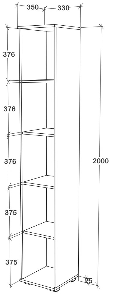 Dulap Como, 1 Usa, Antracit/Alb, L 33 x l 35 x H 200 cm