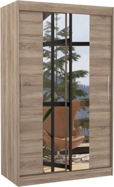 Dulap cu usi glisante si oglinda 120x200 cm, Santos, ADRK Furniture (Culoare: Trufă)