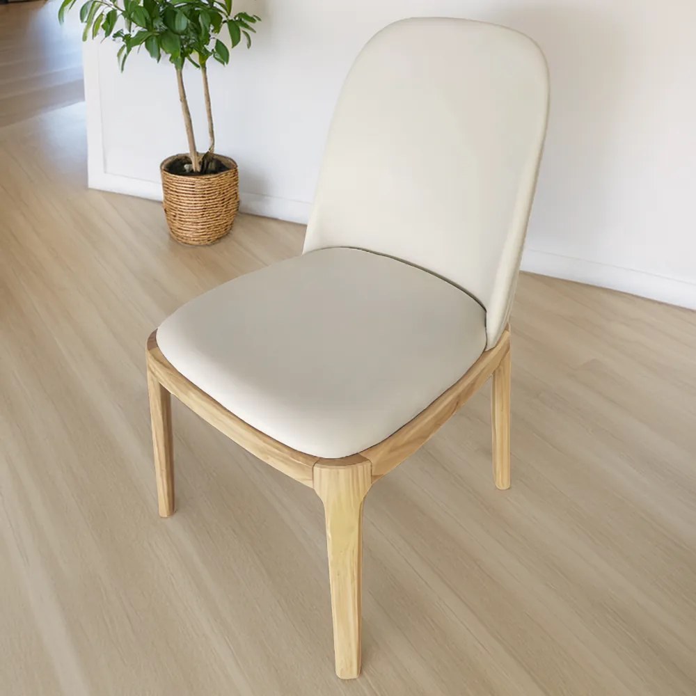 Scaun de sufragerie, natural/bej, piele ecologică, ZENTRA