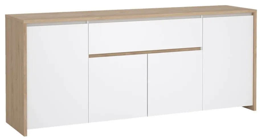 Comodă albă-în culoare naturală cu aspect de lemn de stejar 197x84x48 cm Next – Tvilum