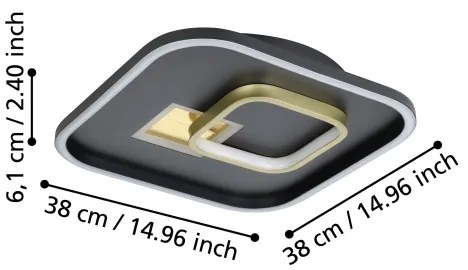 Plafonieră LED Eglo 901245 TIRIOLO 1xLED/16,2W/230V + 1xLED/9,2W negru/auriu