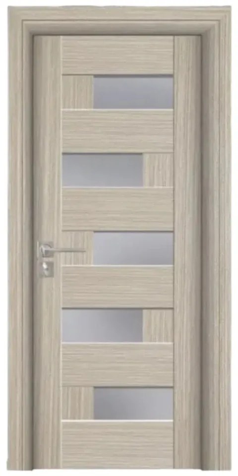 Usa Interior din MDF Novo Doors ND05 LUX PREMIUM, Cadru din Lemn Masiv, KIT COMPLET, Toc Reglabil de 10 CM INCLUS, Plinta pe Ambele Parti (Culoare: