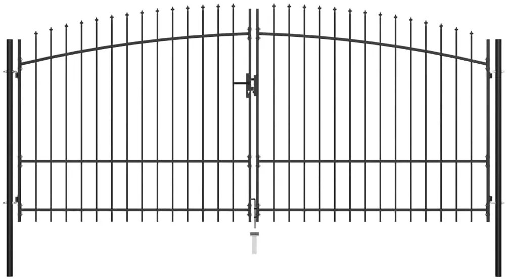 vidaXL Poartă de gard cu două uși, cu vârfuri de suliță, 400 x 225 cm