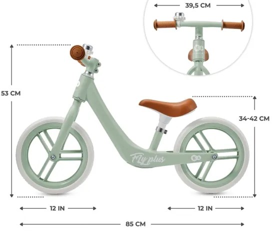 KINDERKRAFT - Bicicletă fără pedale FLY PLUS Fresh mint