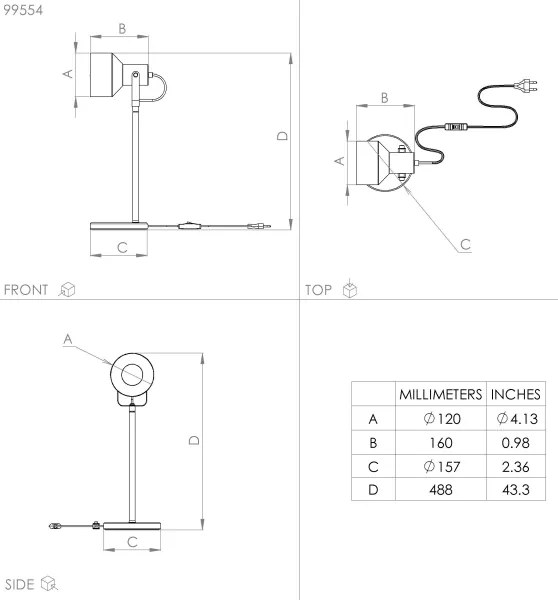 Lampă de masă CASIBARE 1xE27/28W/230V Eglo 99554