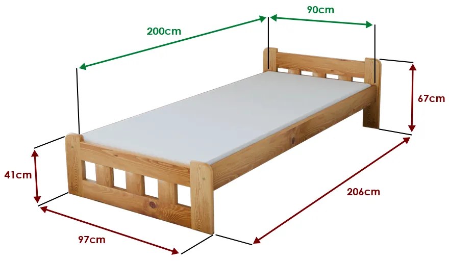 Pat inalt Naomi 90x200 cm, arin Saltele: Cu saltele Somnia 18 cm, Somiera pat: Cu lamele drepte