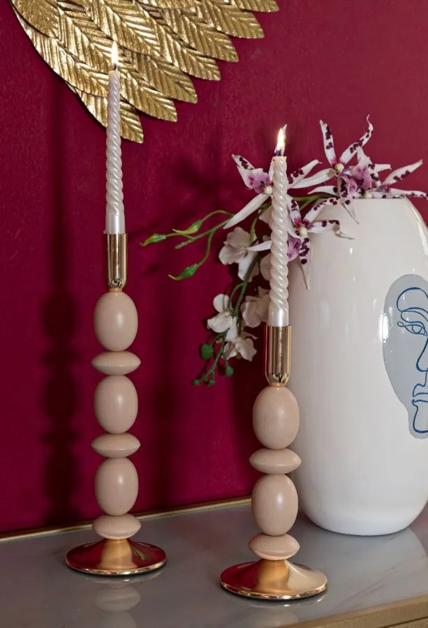 Mauro Ferretti Set Suport Luminări Shuttle Roz 2 Bucati Cm Ø10X25-10X33,3 | Aosom Romania