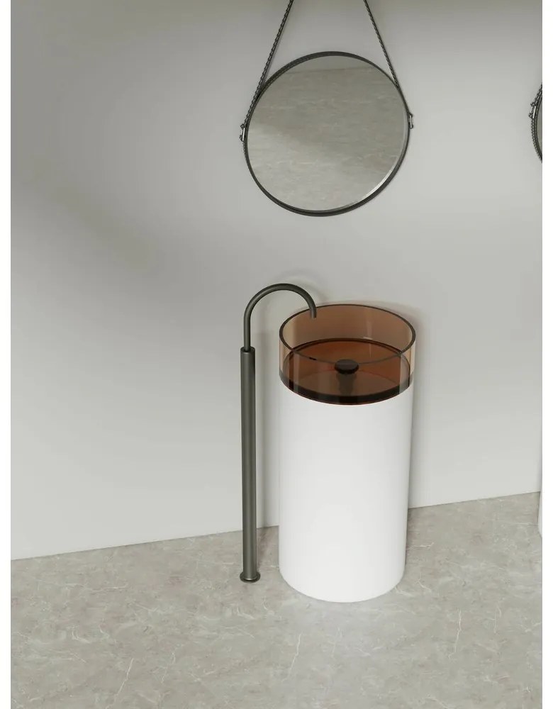 Lavoar freestanding din rasina transparenta Rune Mond maro-cupru 40 cm