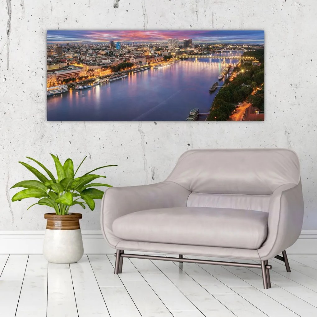 Tablou cu orașul Bratislava cu râu (120x50 cm)