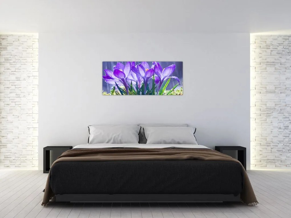 Tablou cuflori în ploaie (120x50 cm)