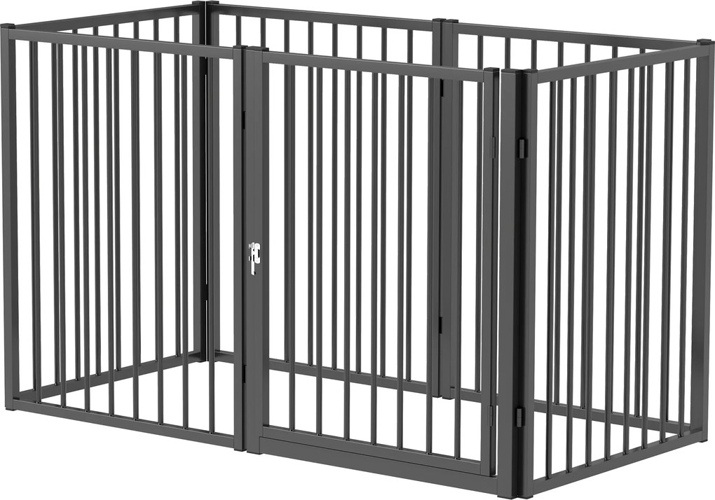 PawHut Tarc pentru căței, tarc pentru câini, cușcă pentru pui, 6 panouri cu ușă, gard pliabil și portabil pentru câini, oțel, negru | Aosom Romania