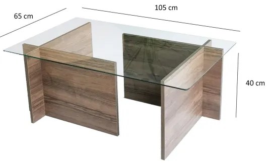 Măsuță de cafea ESCAPE 40x105 cm maro/transparent
