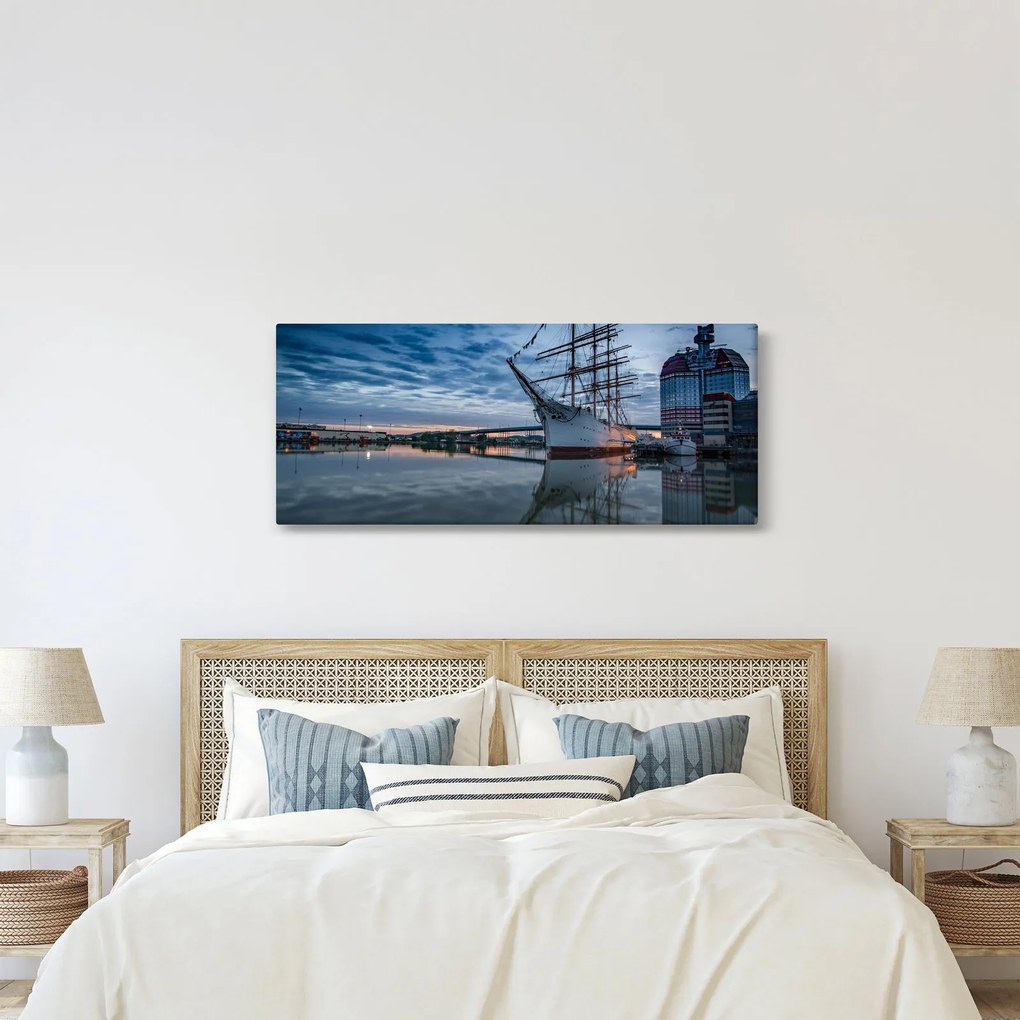 Tablou cu barcă cu pânze (120x50 cm)