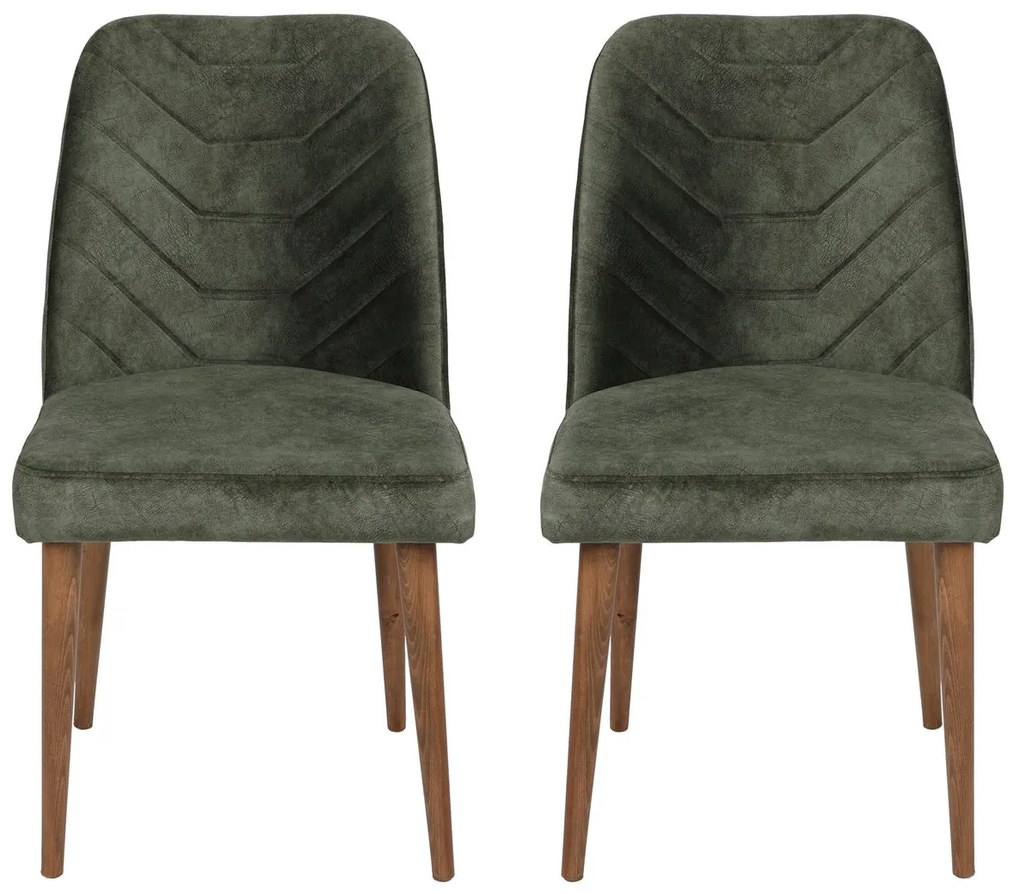Set 2 scaune Dafne (Nuc + Verde închis). 1073152