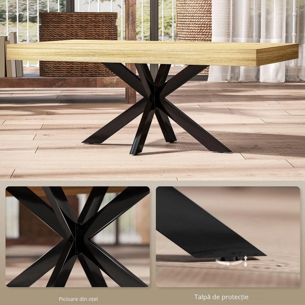 HOMCOM Măsuță de Cafea Industrială, Masă Dreptunghiulară cu Cadru din Oțel Încrucișat pentru Camera de Zi, 110x60x45 cm, Natural