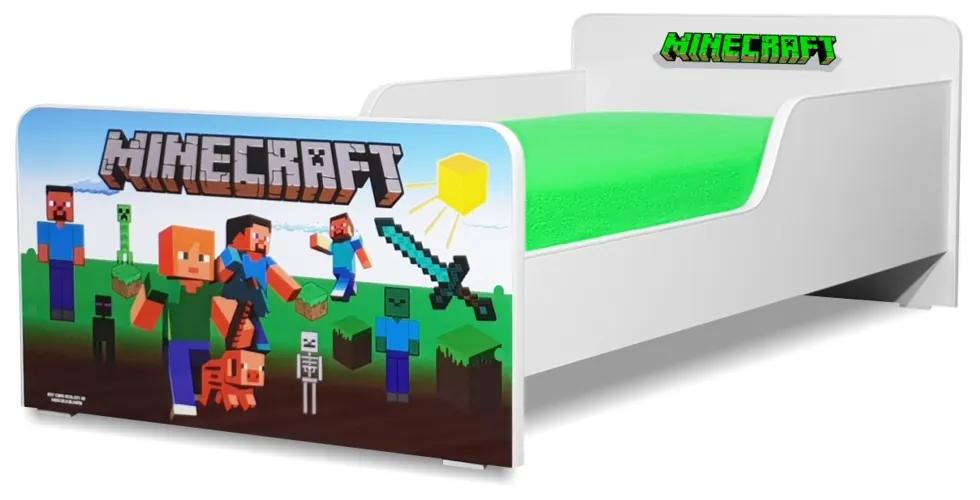 Pat Start Minecraft 2-12 ani + saltea 160x80x12 cm + husa impermeabila