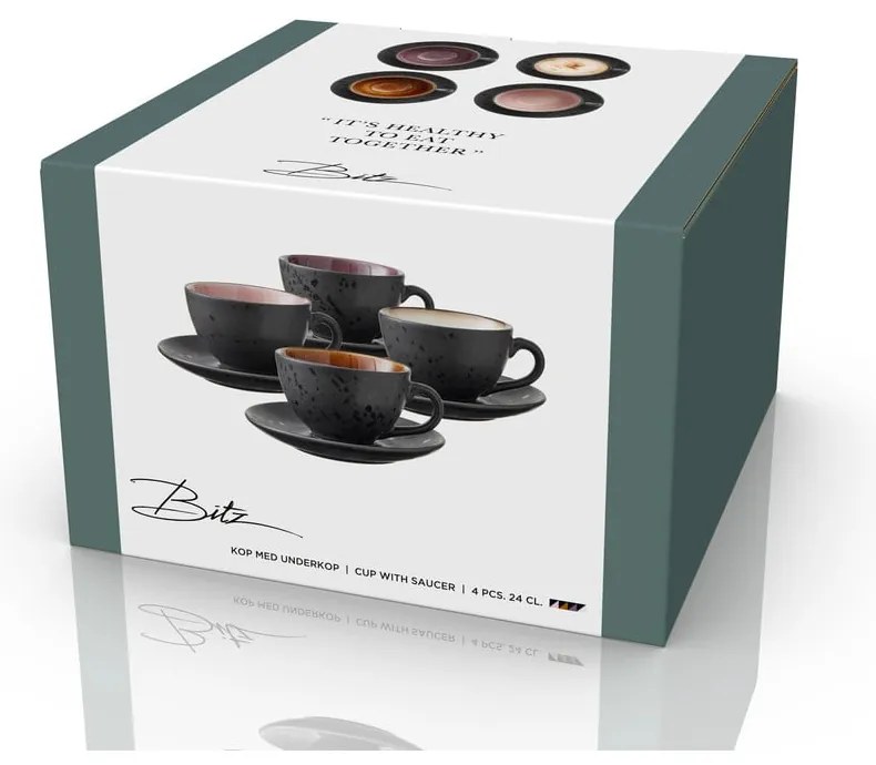 Cești negre 4 buc. din ceramică 240 ml Gastro Black/Mix – Bitz