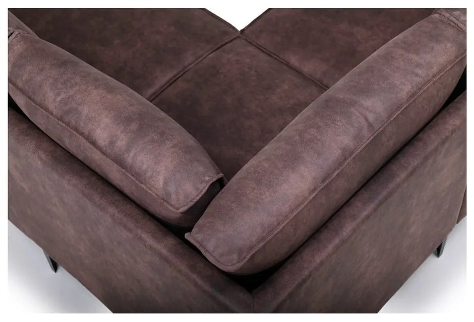 Colțar maro cu tapițerie din imitație de piele (colț pe partea dreaptă) Copenhagen – Scandic