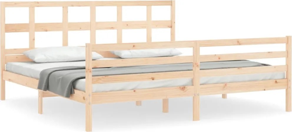 vidaXL Cadru pat cu tăblie 200x200 cm, lemn masiv de pin