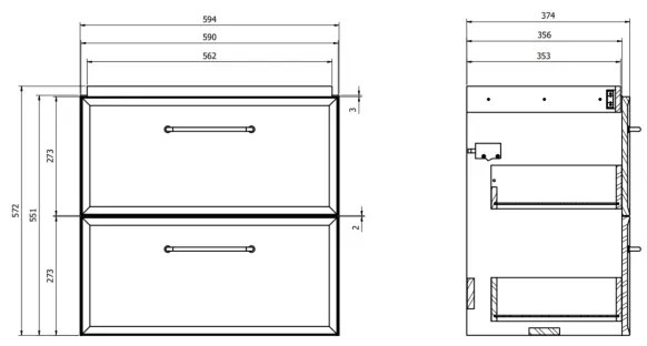 Cersanit S1021-009 - dulap suspendat sub lavoar MILLE SLIM 60 x 38 cm, mentă