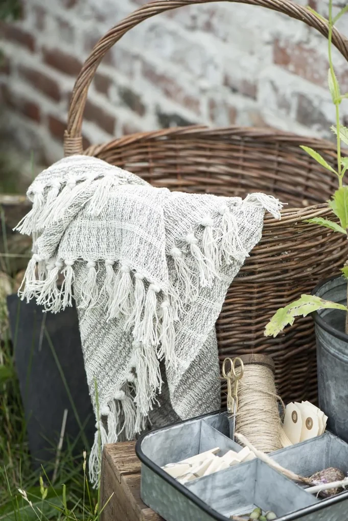 IB Laursen Patura din bumbac Culoare crem, NATURAL STRIP 160x130 cm