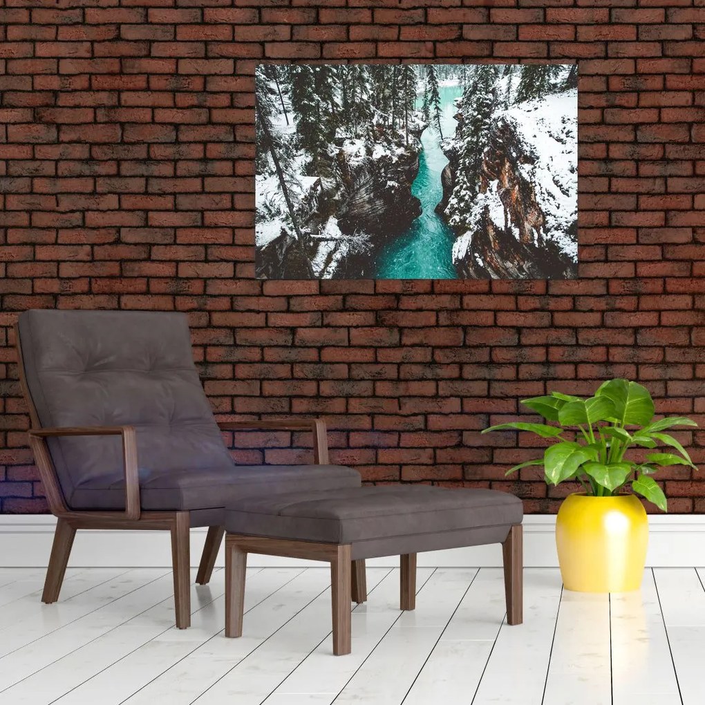 Tablou - râul de munte iarna (90x60 cm)