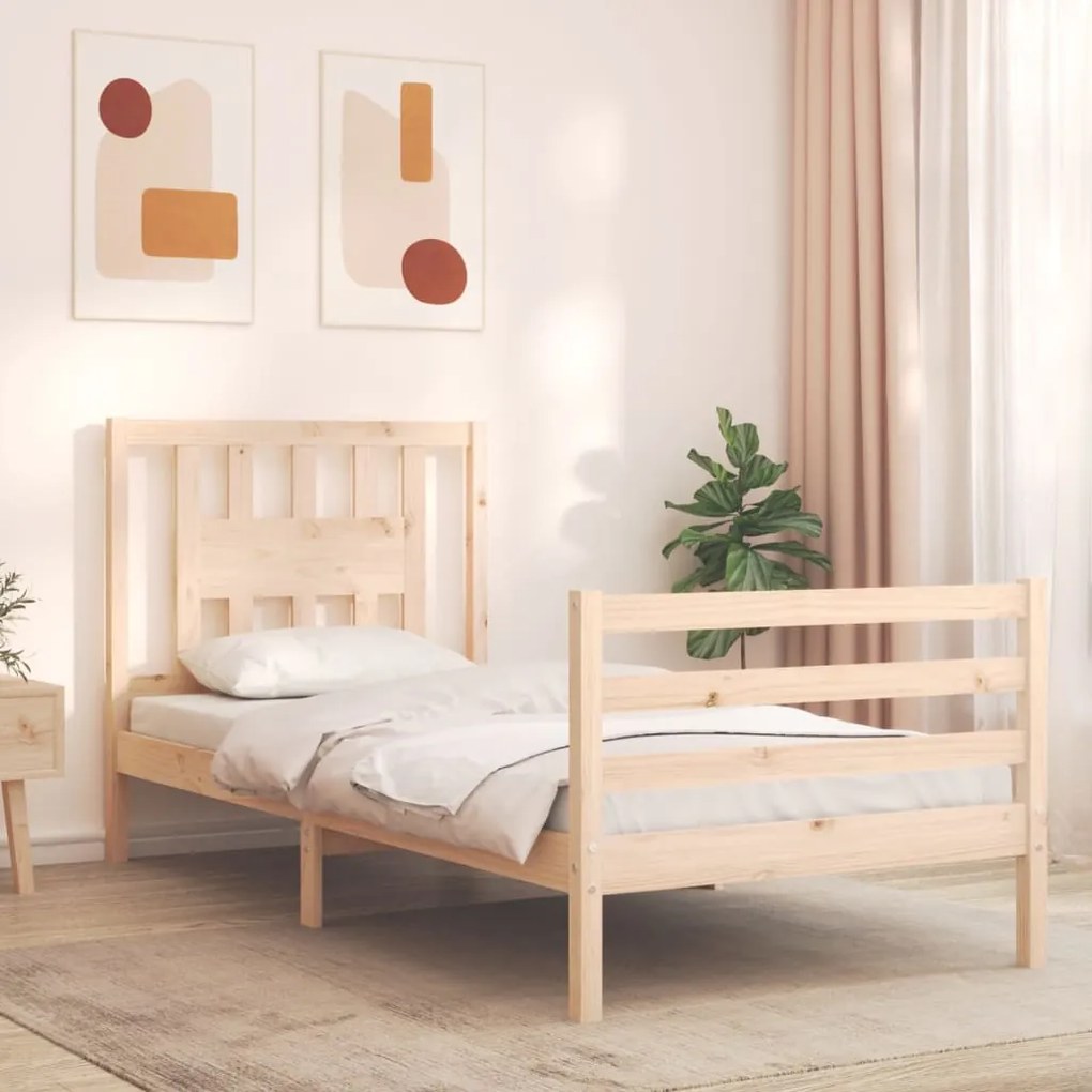 3194561 vidaXL Cadru de pat cu tăblie, 100x200 cm, lemn masiv