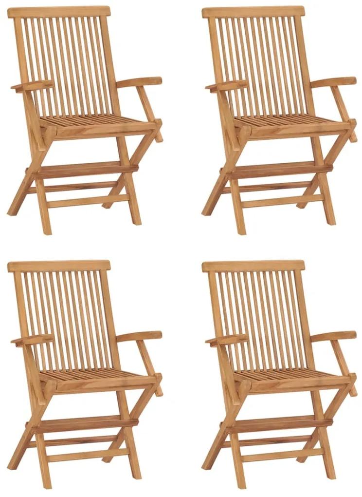 Set de mobilier de exterior pliabil, 5 piese, lemn masiv de tec Rotund, Cu cotiera  , 5