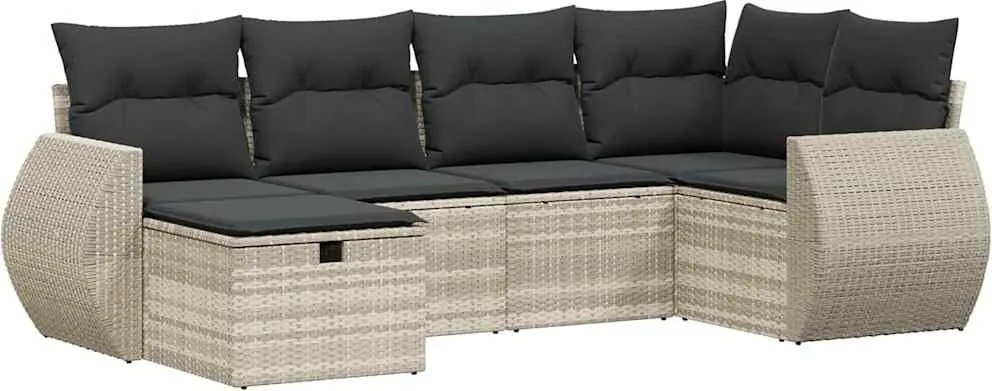 vidaXL Set canapele de grădină cu perne, 6 piese gri deschis poliratan